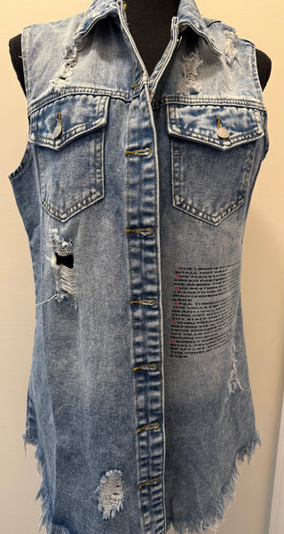 Bible Book & Verse Sleeveless Jean Vest