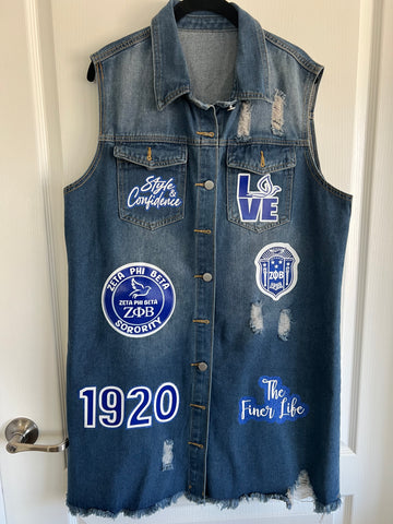 Custom Greek Jean Vest
