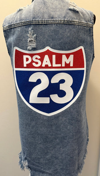 Bible Book & Verse Sleeveless Jean Vest