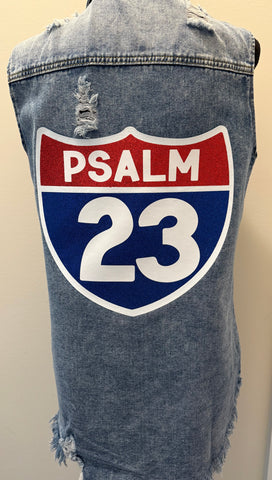 Bible Book & Verse Sleeveless Jean Vest