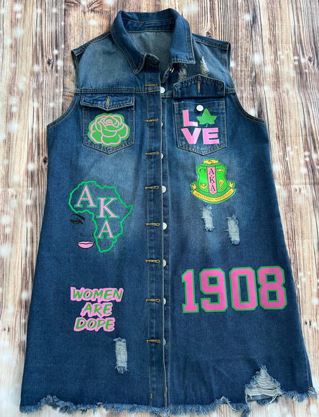 Custom Greek Jean Vest