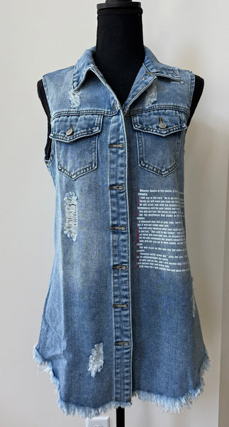 Bible Book & Verse Sleeveless Jean Vest