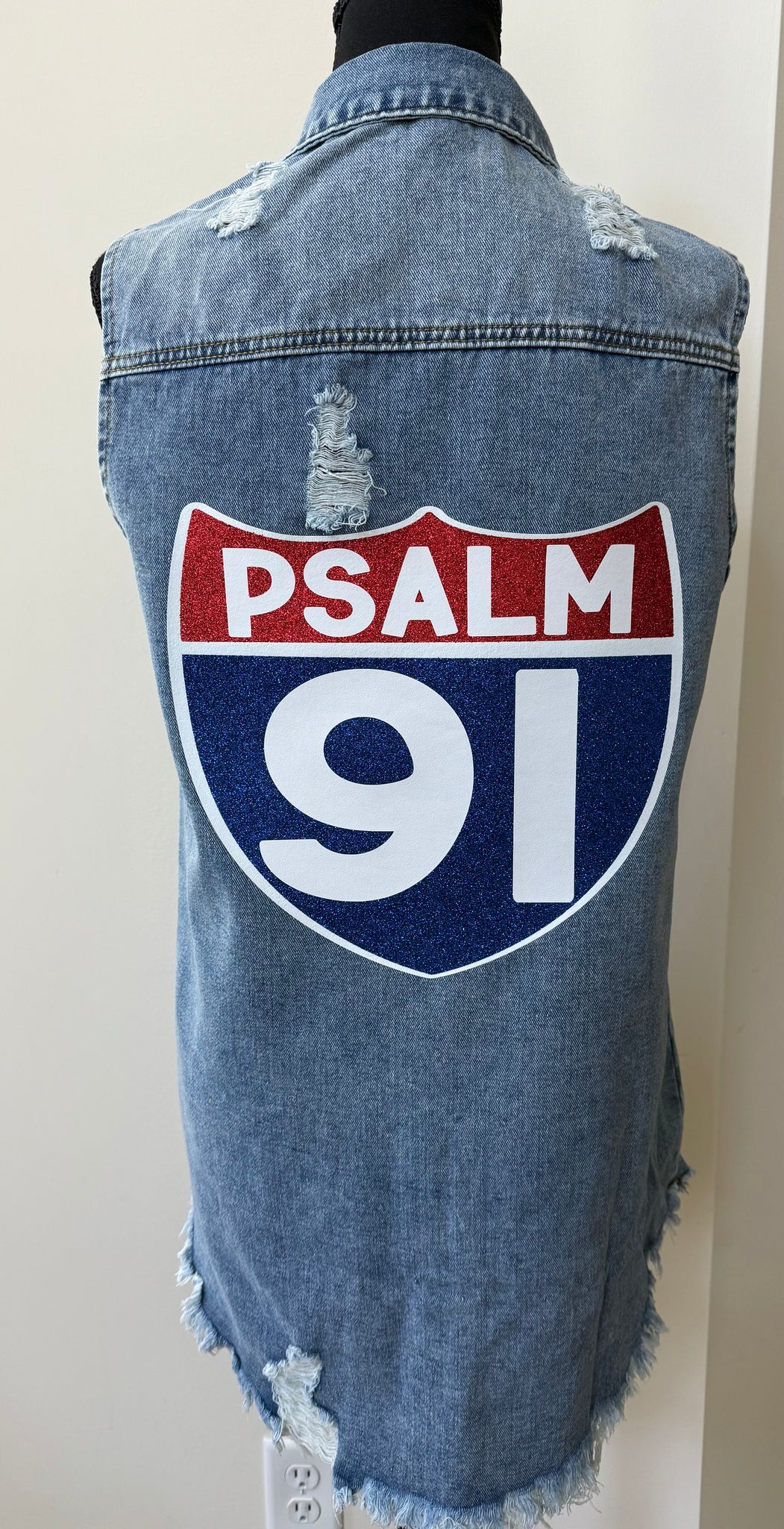 Bible Book & Verse Sleeveless Jean Vest