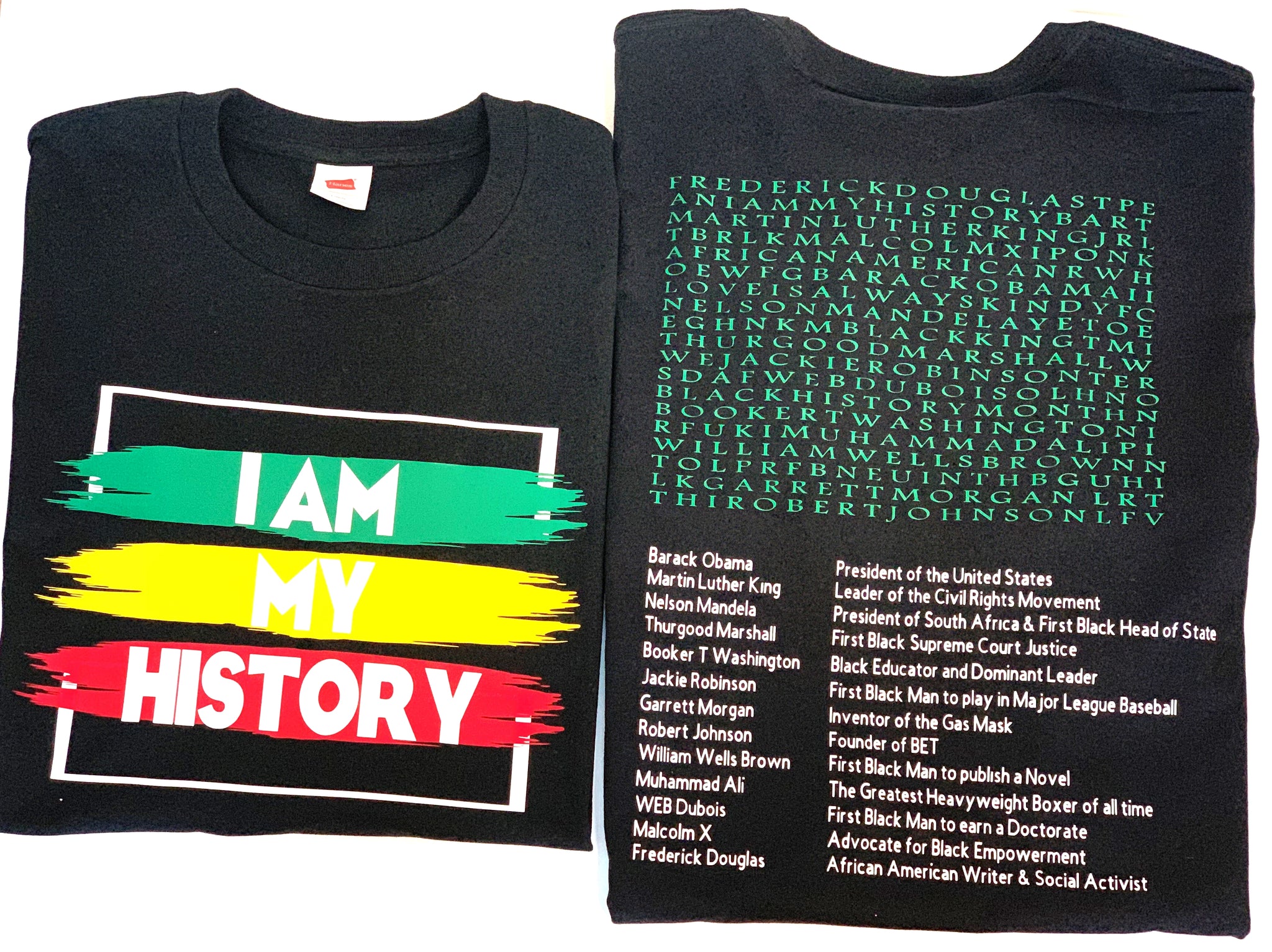 Who is he? Conversation T-shirt with Front & Back Design - Black History